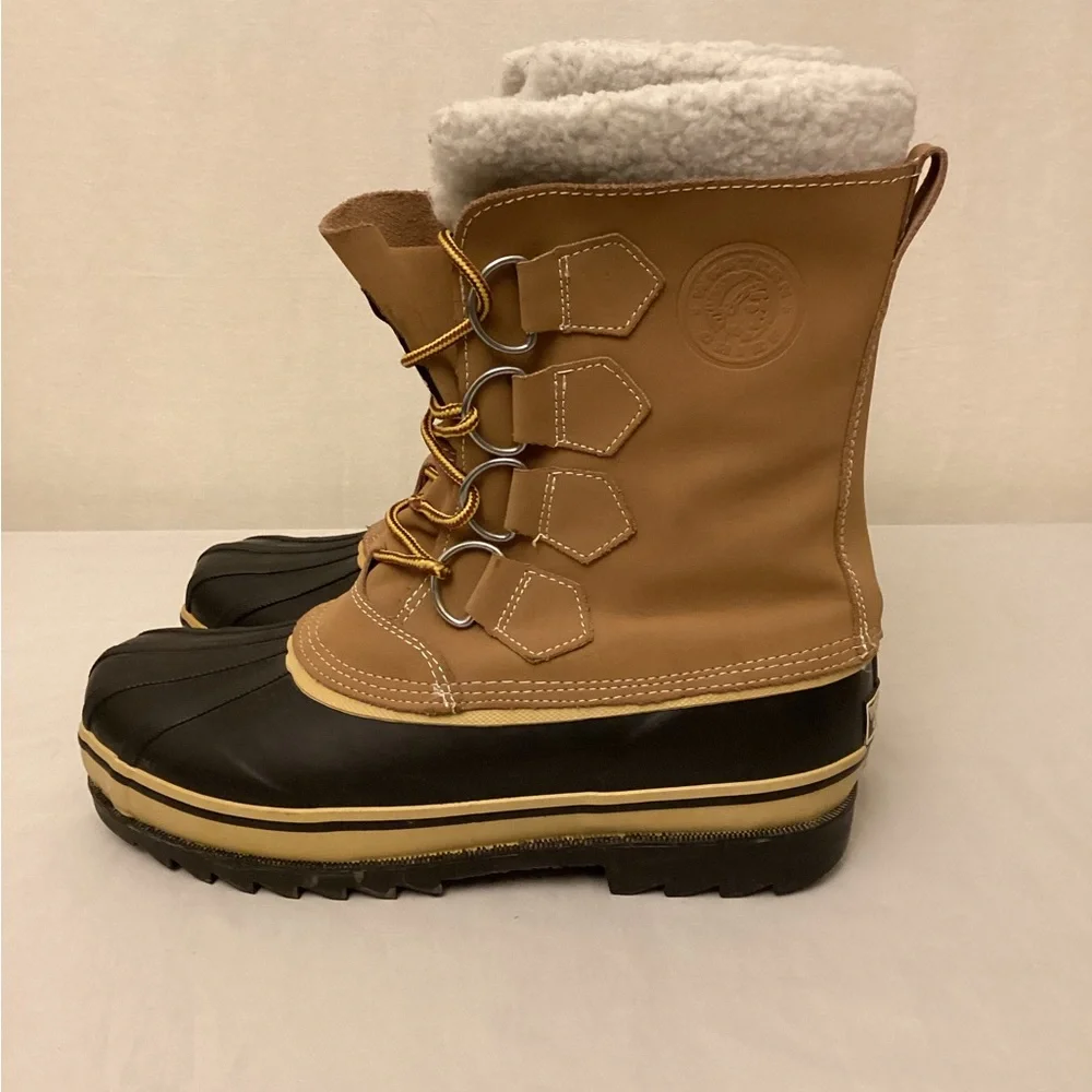 Western Chief Men’s Snow Rain Insulated Boots Tan Lace Up Thinsulate Size 8